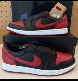 Size 12-Jordan 1 Retro Low OG Banned *FAST SHIP* Black Red