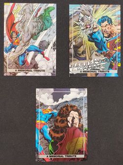 1992 Skybox Death of Superman Memorial Tribute Spectra-etch Foil Insert Cards (3)