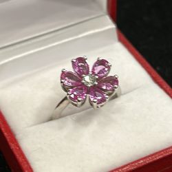 Pink Sapphires & Diamond Ring