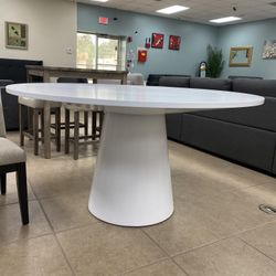 New White Round Dining Table 