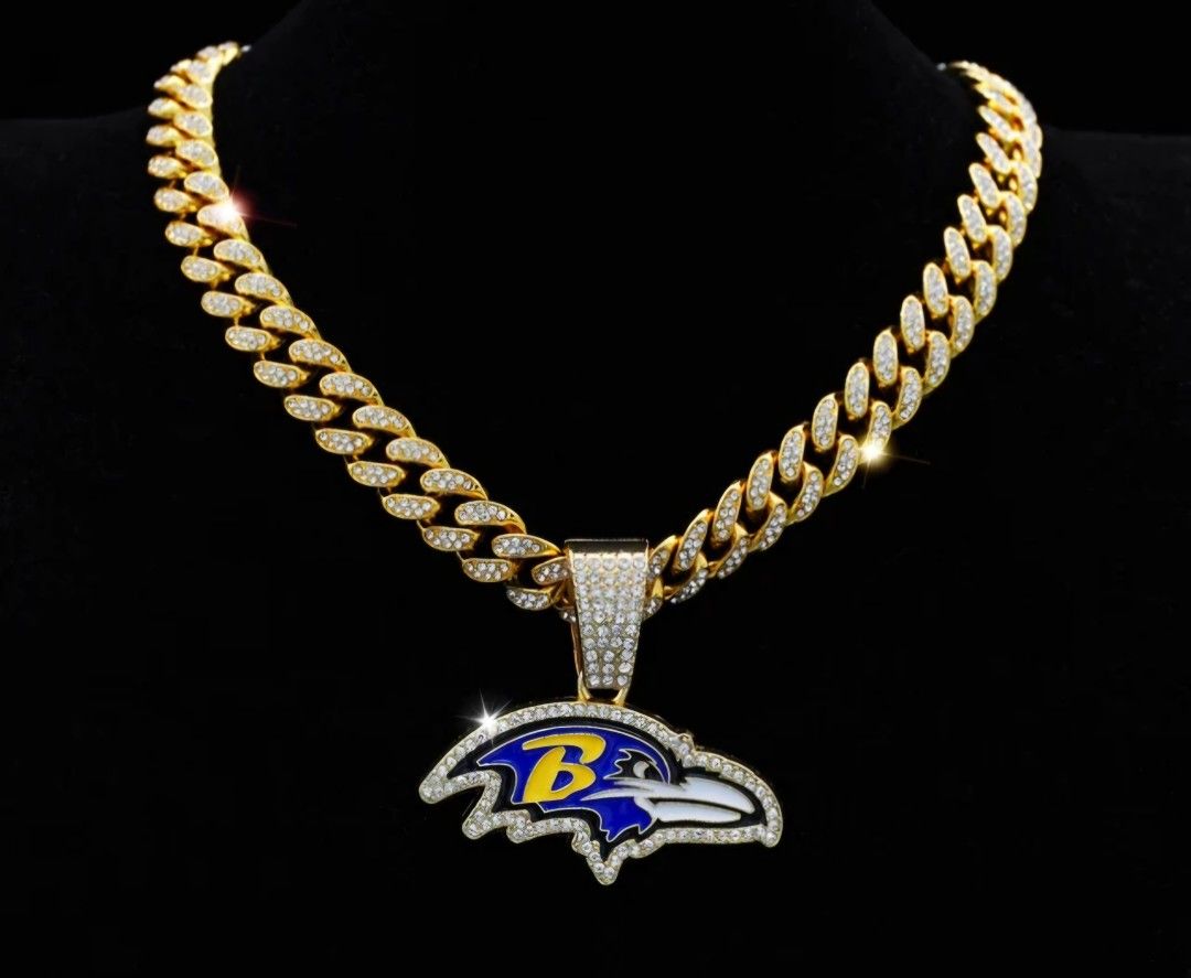 Baltimore Ravens Gold Colored Bling Necklace