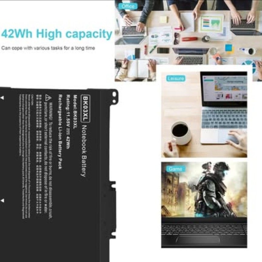 BK03XL Laptop Battery for HP Pavilion X360 15.55V 42Wh Cell:4 NEW
