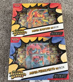 Pokémon TCG: Ascended Heroes Mega Emboar & Feraligatr EX Boxes NEW/SEALED