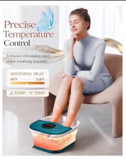 Foot Spa Bath Massager with Heat, Bubble Jets, Red Light & Timer, Pedicure Foot Spa with 95-118°F Tem