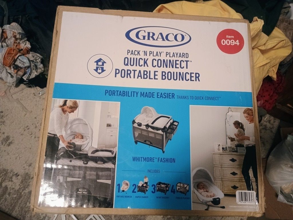 Pack N Play By Graco New Never Opened! High End Quick Connect- Whitmore Style Gray