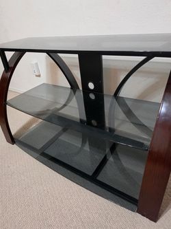 Glass wood tv stand