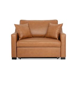 Cognac Leather Twin Pop-Up Sleeper Chair