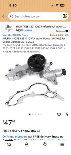 Water pump for Dodge and Jeep