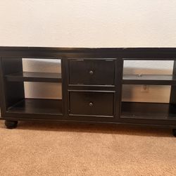 Black Wood Tv Stand And Book Shelf 
