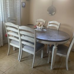 Dining table with six chairs