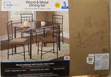 BRAND NEW Mainstays 5-Piece Wood & Metal Dining Set