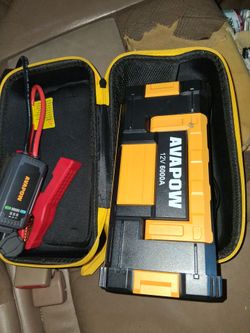 AVAPOW - Car Jump Starter 6000 amp peak 32000 milliamp hour 12 Volt Battery Booster USB DC LED$50$obo