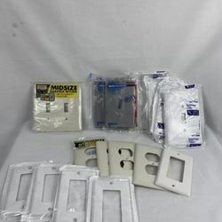 (16) LIGHT SWITCH TOGGLE PLUG PLASTIC WALL COVER PLATE 1 2 GANG, WHITE