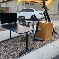 Free Motorcycle Stand, Desk, Bed Frame, Stick Vacuum File Cabinet And Desk Chair