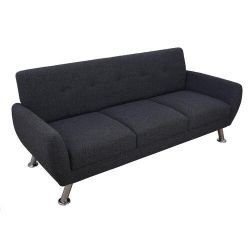 Brand New 2pc Sofa & Loveseat Charcoal Grey Linen Mid Century Modern Style