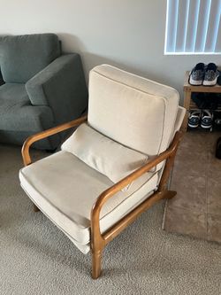 Beige and White Arm Chair