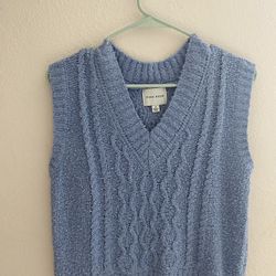 Blue Knitted Sweater Vest 