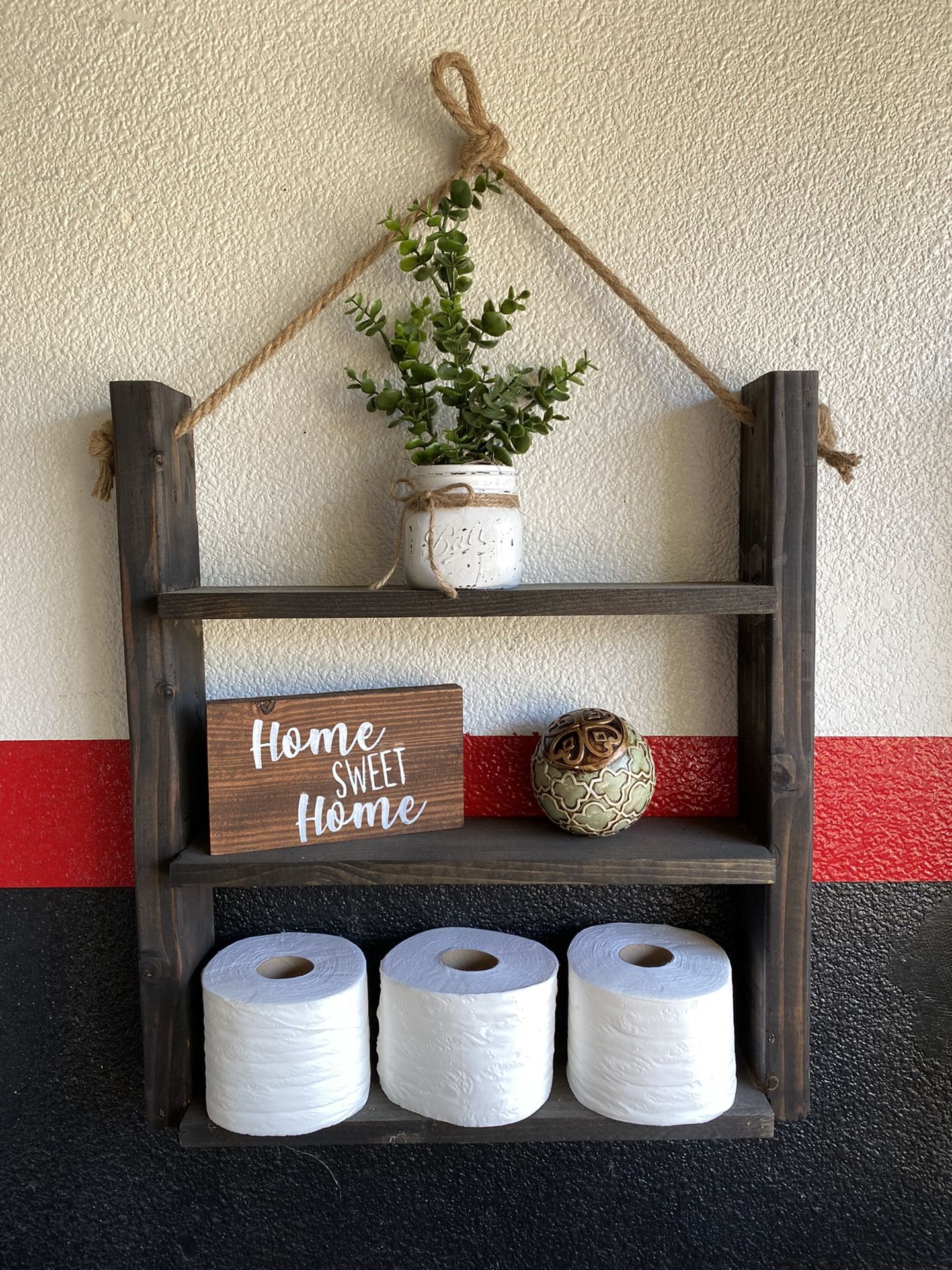 Rustic Hanging ladder shelf