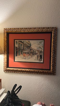 C.C. Beall signed framed lithograph "French Quarter New Orleans" 1956