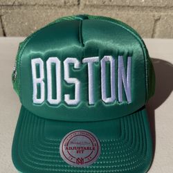 Boston Celtics Kelly Green Satin Trucker Snap Back Hat