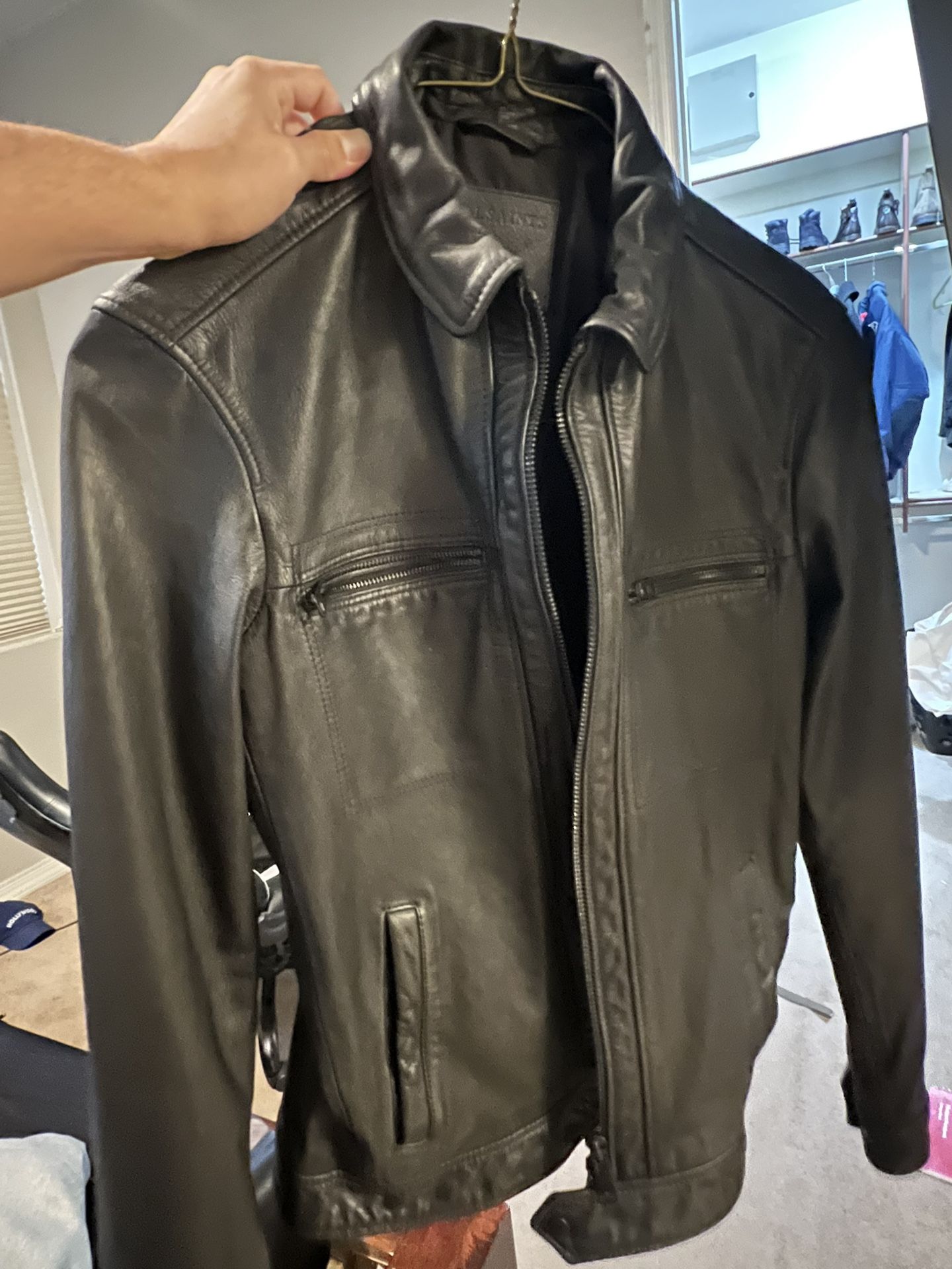 All Saints men’s medium Leather Jacket New