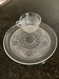 Vintage Glass Snack and Cup Plates