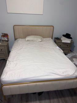 Beige and gold queen bed Frame