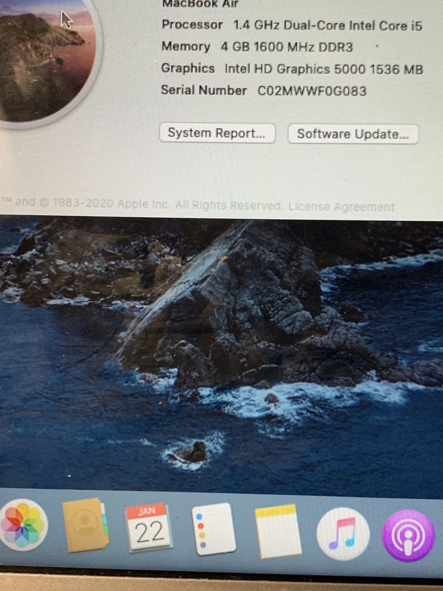 MacBook Air 2014 11” Screen And 128g Hard Drive