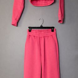 Pink Cropped Track Suit