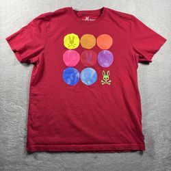 Psycho Bunny Red Bicknell Graphic Men's size 6 Large T Shirt Short Sleeve #4A
