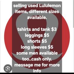 Lululemon Items For Sell $3/$5