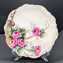 ANTIQUE CT Germany Signed by Artist. Hand Painted Pink Roses Porcelain 