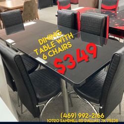 New In The Box 📦 Black Dining Table With 6 Chairs - Delivery Available 