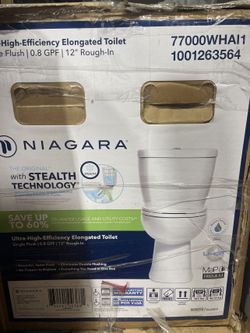 Niagara Stealth 2-Piece 0.8 GPF Ultra-High-Efficiency Single Flush Elongated Toilet 77000WHAI1 - New