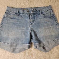 Old Navy Sweet Heart Women Cuffed Denim Shorts Raw Hem Stretch Light Wash Size 2