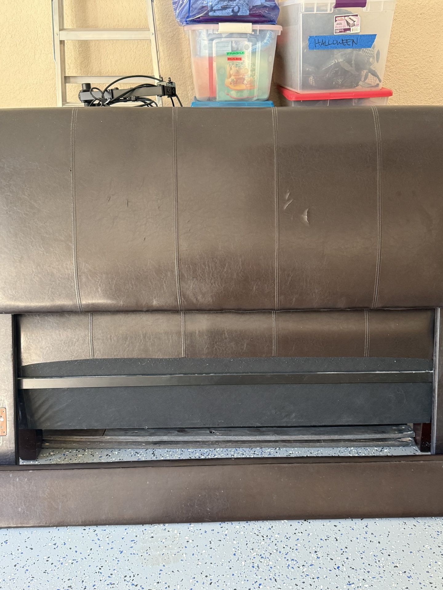 Brown Upholstered Bed Frame