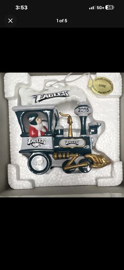 Danbury Mint Philadelphia Eagles Holiday Express Train & Bell Christmas Ornamen