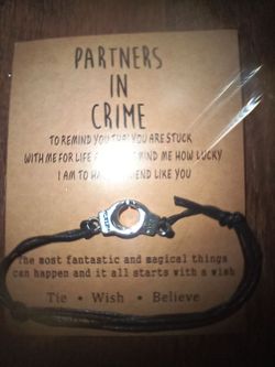 NEW HAND CUFF PARTNERS IN CRIME  Friendship gift BRACELET