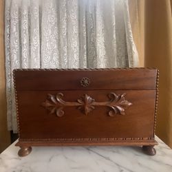 Vintage Ornate Handmade What-not Box (12 1/2”w X 8 3/4”d X 8”h)