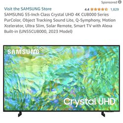 SAMSUNG 55-Inch Class Crystal UHD 4K CU8000 Series PurColor, Object Tracking Sound Lite, Q-Symphony