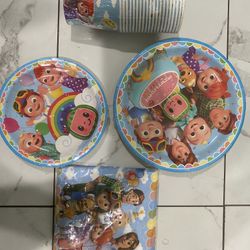 Set of 20 COCOMELON Party Decorations Plates Napkins Cups