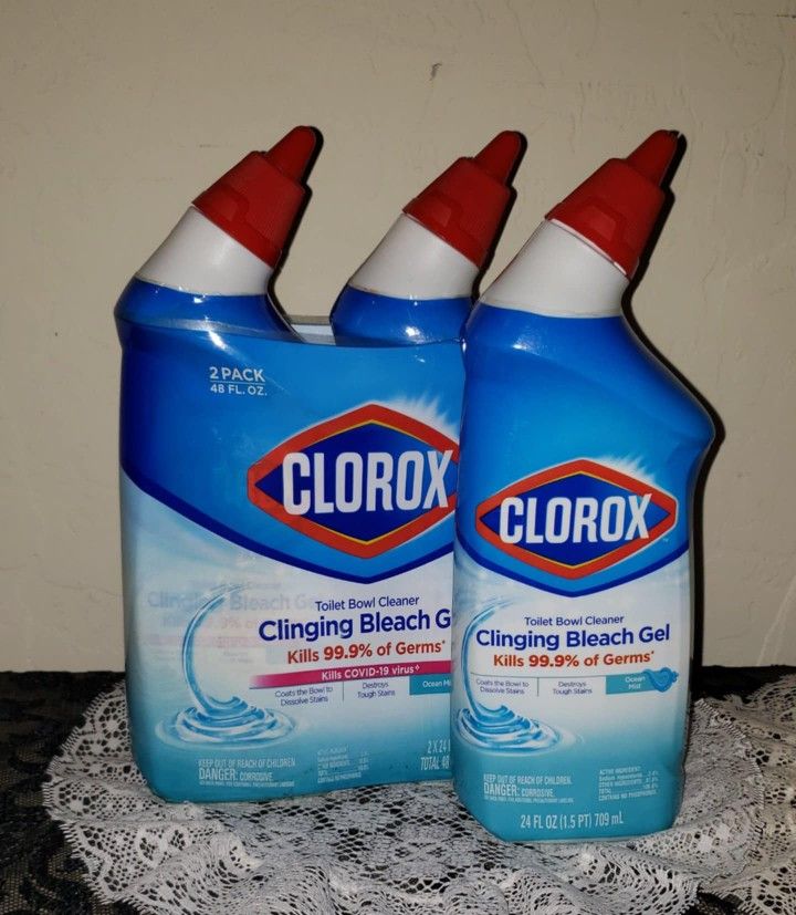 X3 NEW CLOROX TOILET BOWL CLEANER CLINGING BLEACH GEL 24oz Ea