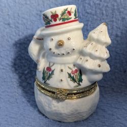 Snow Man Porcelain Box, Vintage Formalites Brom Bros