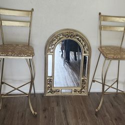 2 Heavy Duty Bar Chairs And Mirror Set
