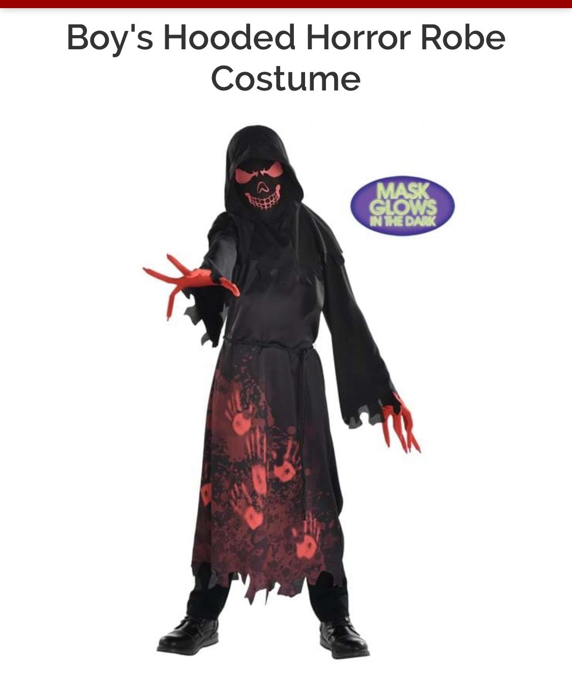 Boy's Hooded Horror Robe Costume. Grim Reaper (size S)