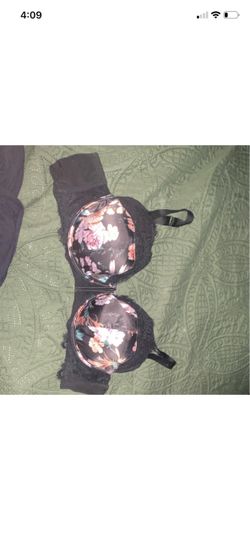 Black Floral Lace Trim Underwire Bra