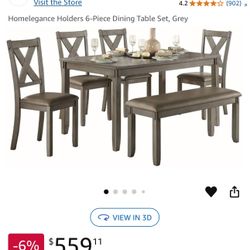 6 Pc Dinning Set Grey (Used) 