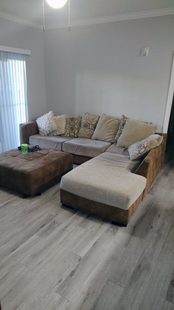 Brown And Tan Sectional 