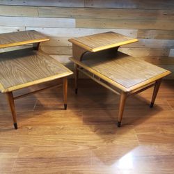 Beautiful Pair Of 1960's Lane Altavista Mid-Century Modern Two Tier End Tables 