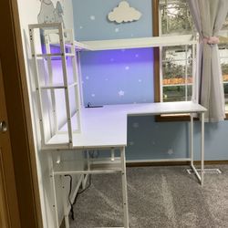 L-Shaped Desk with Hutch & Shelving – White (Great for Corner Setup)